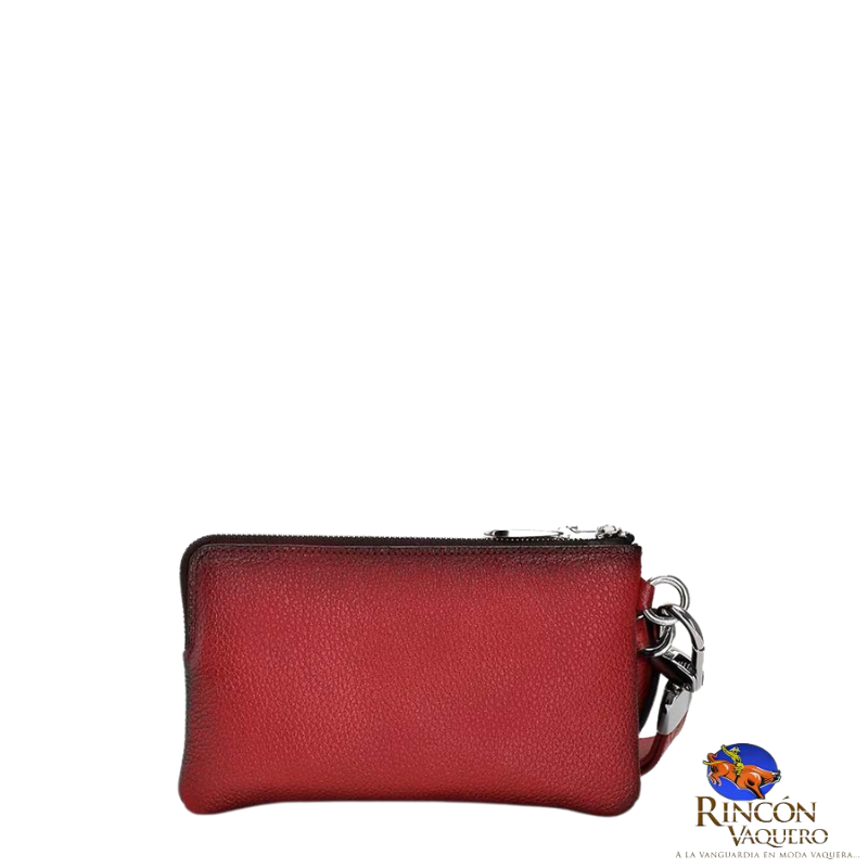 Cartera Cuadra en piel genuina de Pitón Belly Rojo