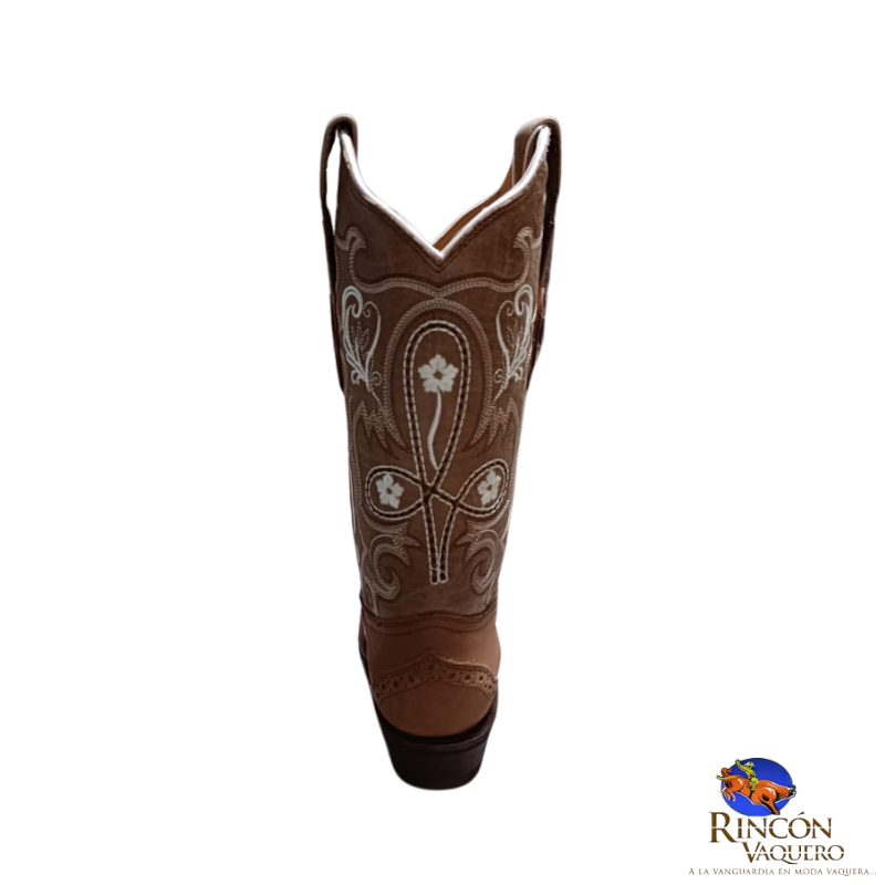 Bota para dama Tombstone en piel de res bordado floreado