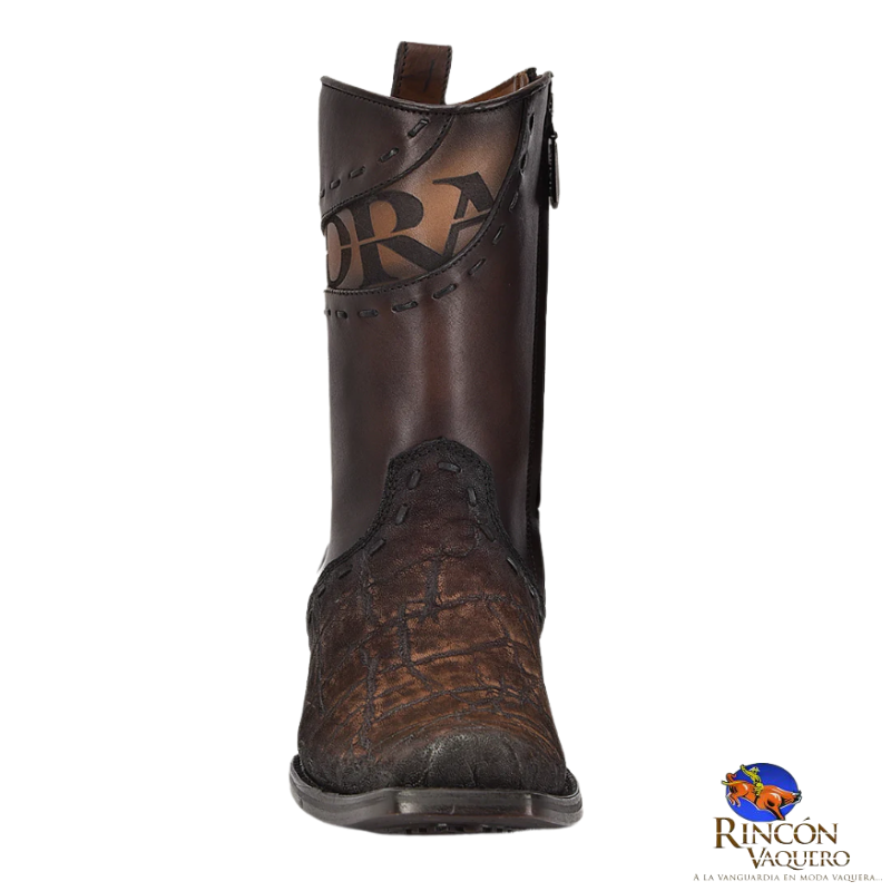 Bota para caballero en piel genuina de elefante y piel de bovino