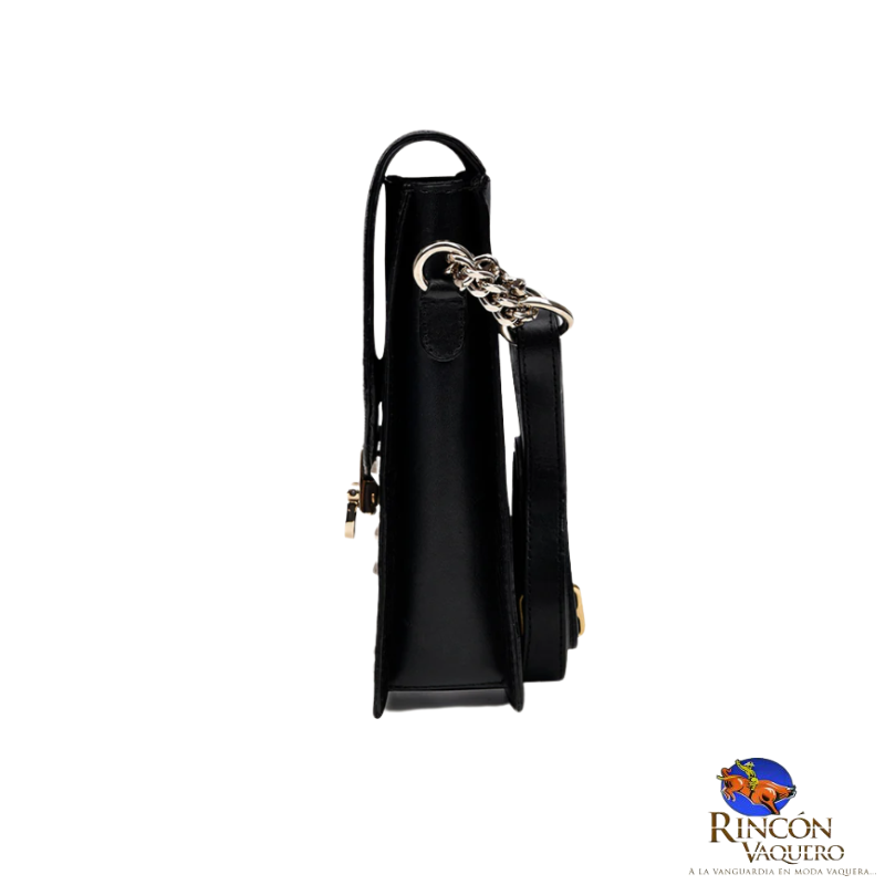 Porta celular negro de piel exótica