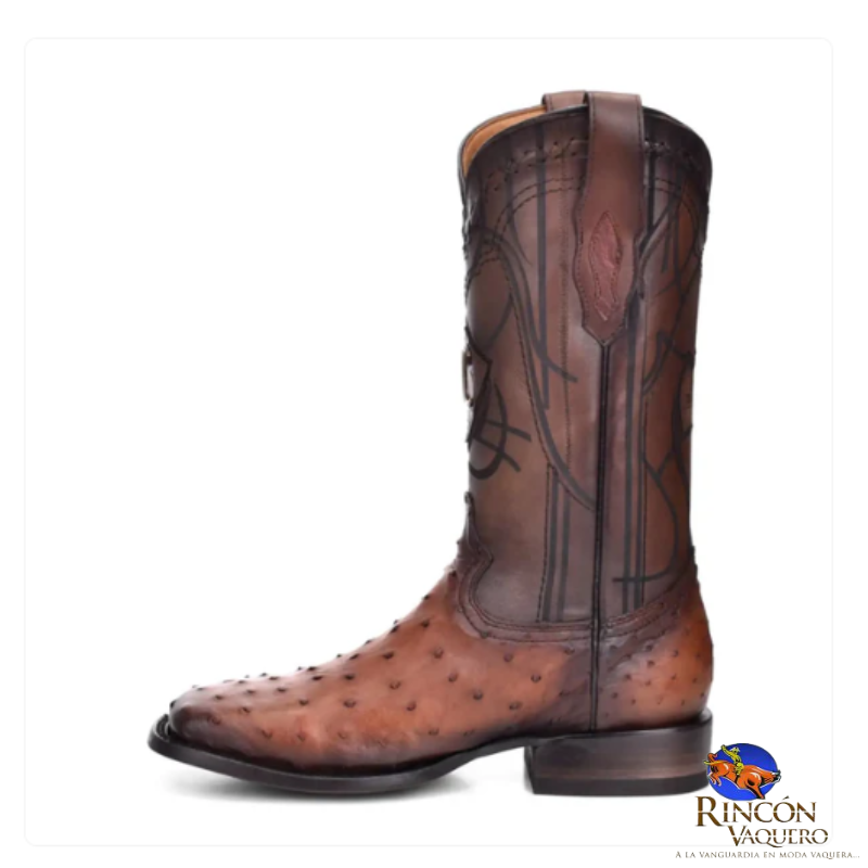 Bota en piel genuina de avestruz para caballero