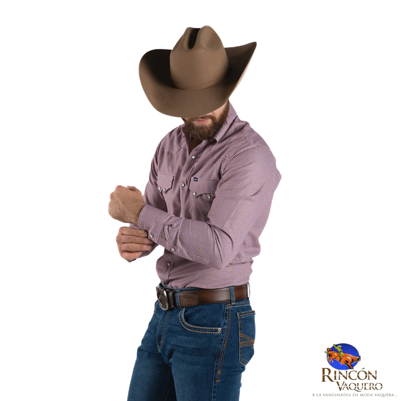 Camisa Wrangler caballero estampado vino 571