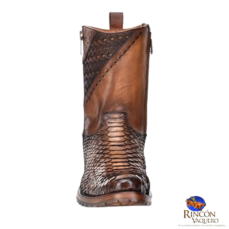 Bota en piel genuina de pitón para caballero