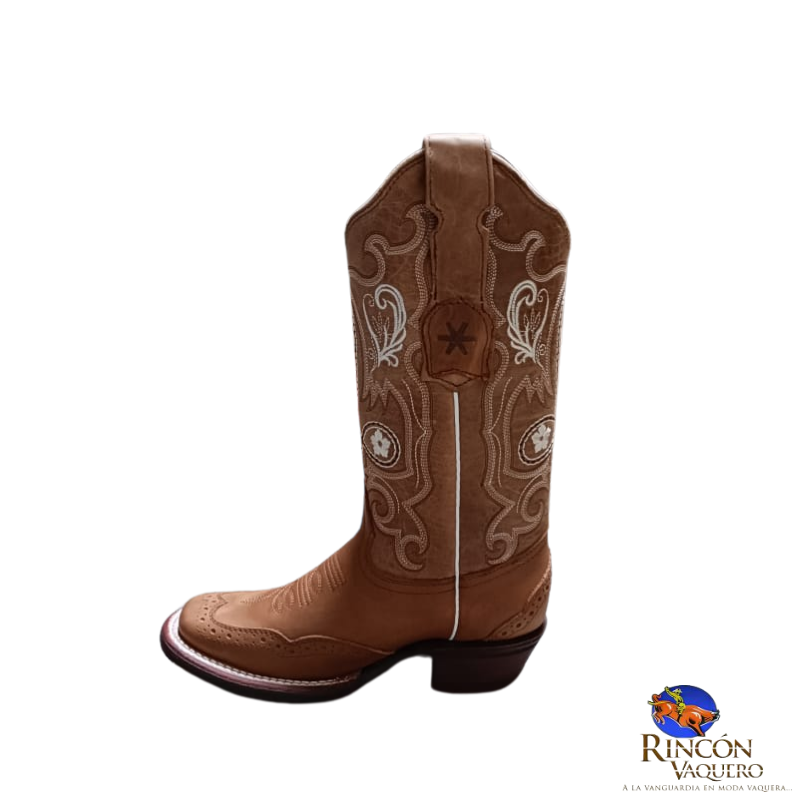 Bota para dama Tombstone en piel de res bordado floreado