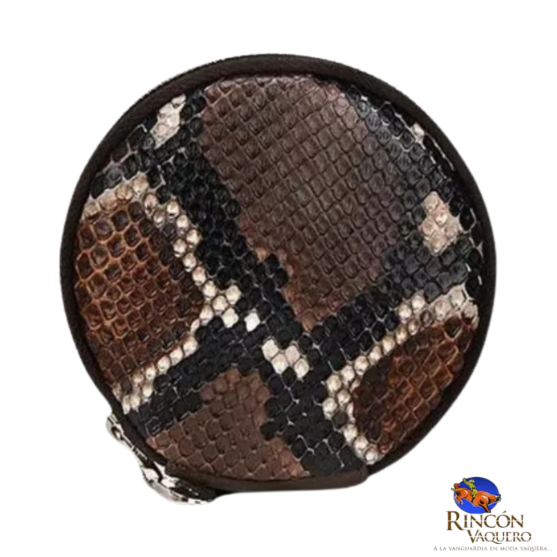 Cartera Cuadra en piel genuina de Pitón Belly Miel