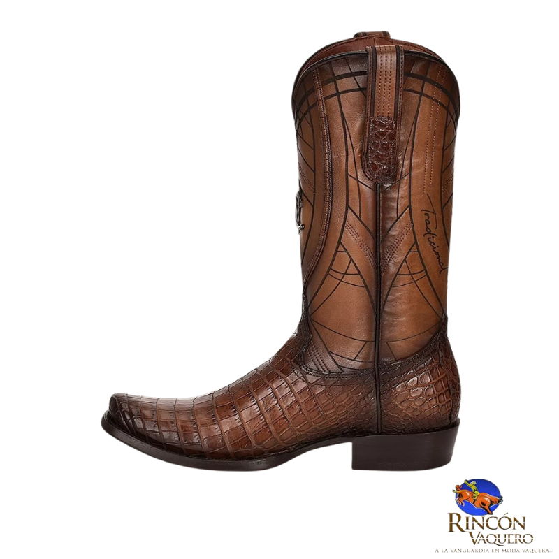 Botas de hombre tradicionales de cuero exótico pintadas a mano.