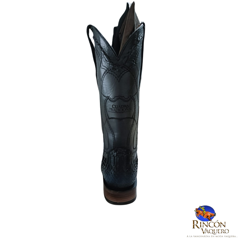 Bota rodeo en piel genuina de pitón para caballero