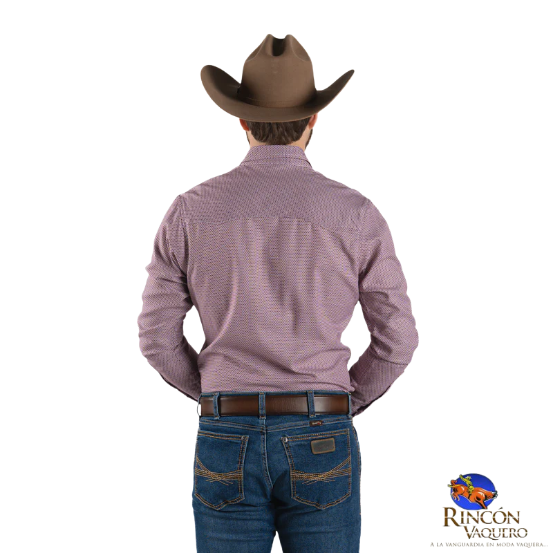 Camisa Wrangler caballero estampado vino 571