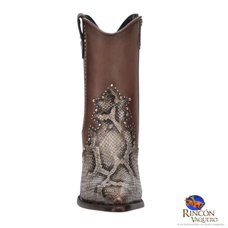 Botín casual en piel genuina de pitón para dama