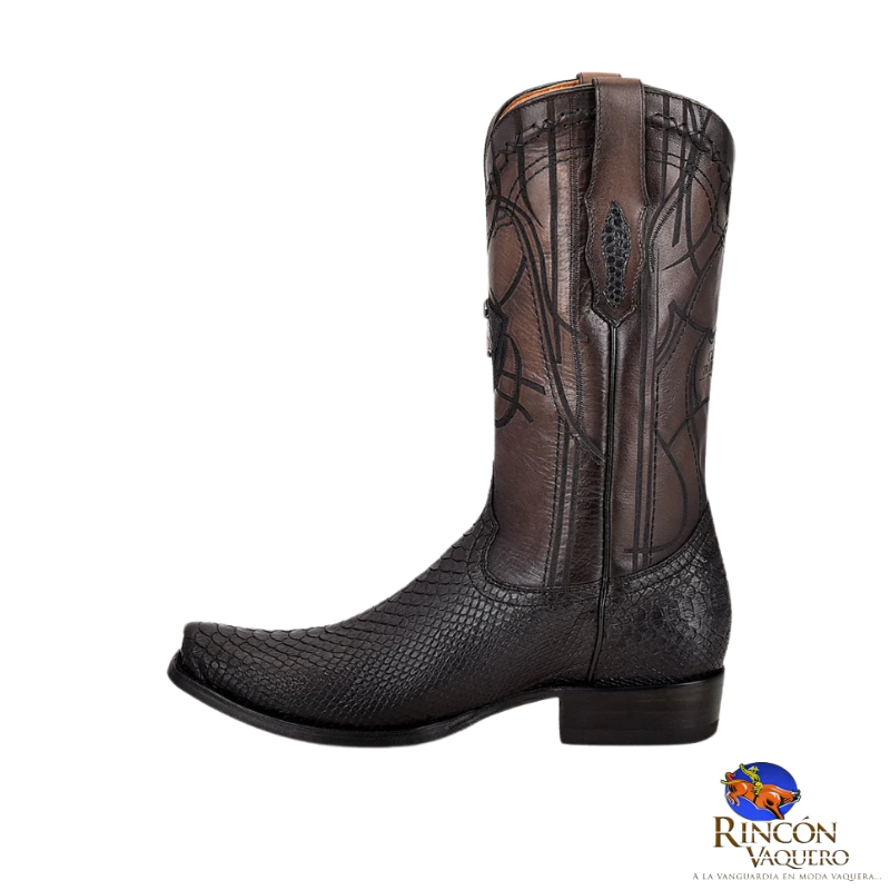 Bota tradicional en piel genuina de pitón para caballero
