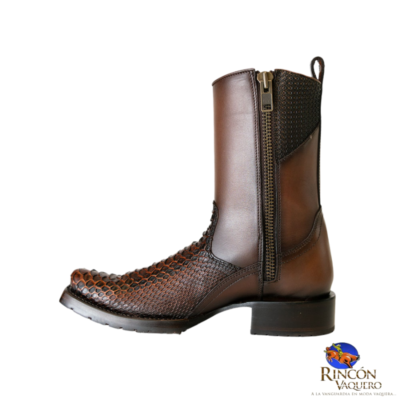 Bota casual para acaballero en piel genuina de pitón