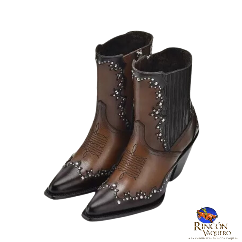 Botín para dama en piel genuina de res