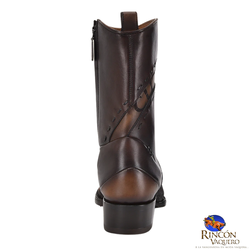 Bota para caballero en piel genuina de elefante y piel de bovino