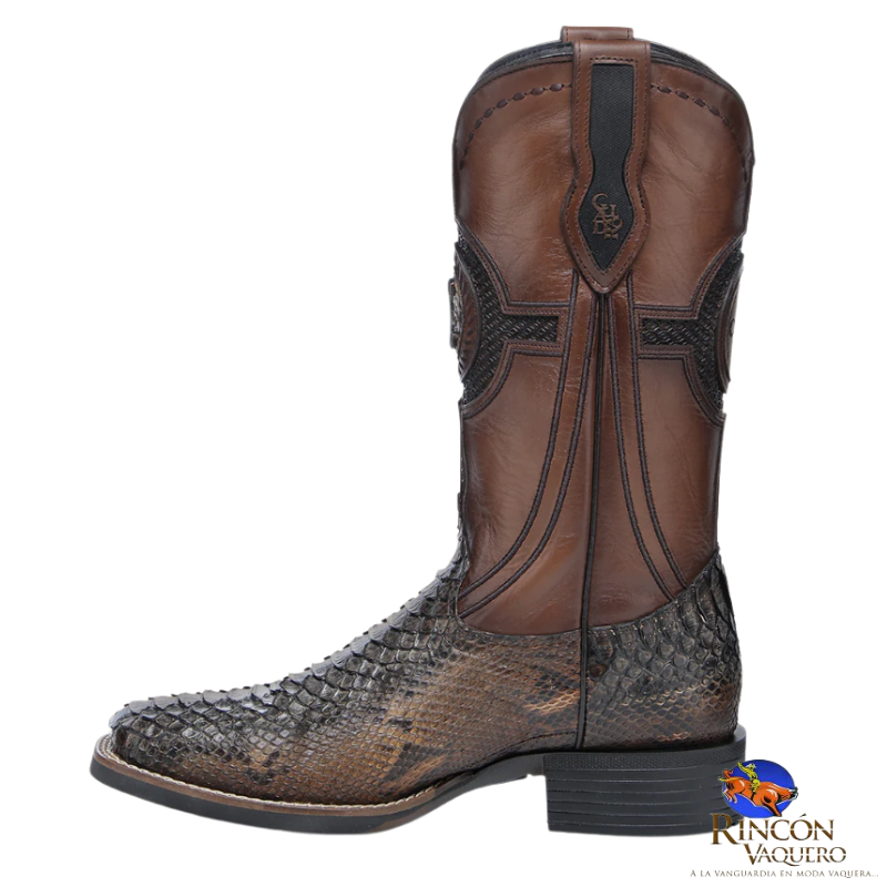 Bota rodeo en piel genuina de pitón para caballero