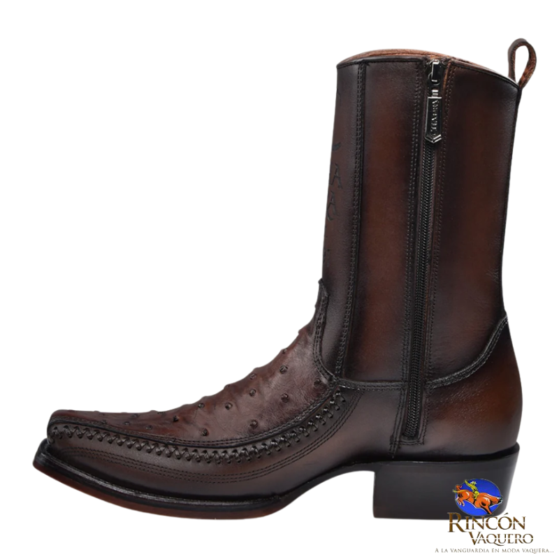 Bota casual en piel genuina de avestruz para caballero