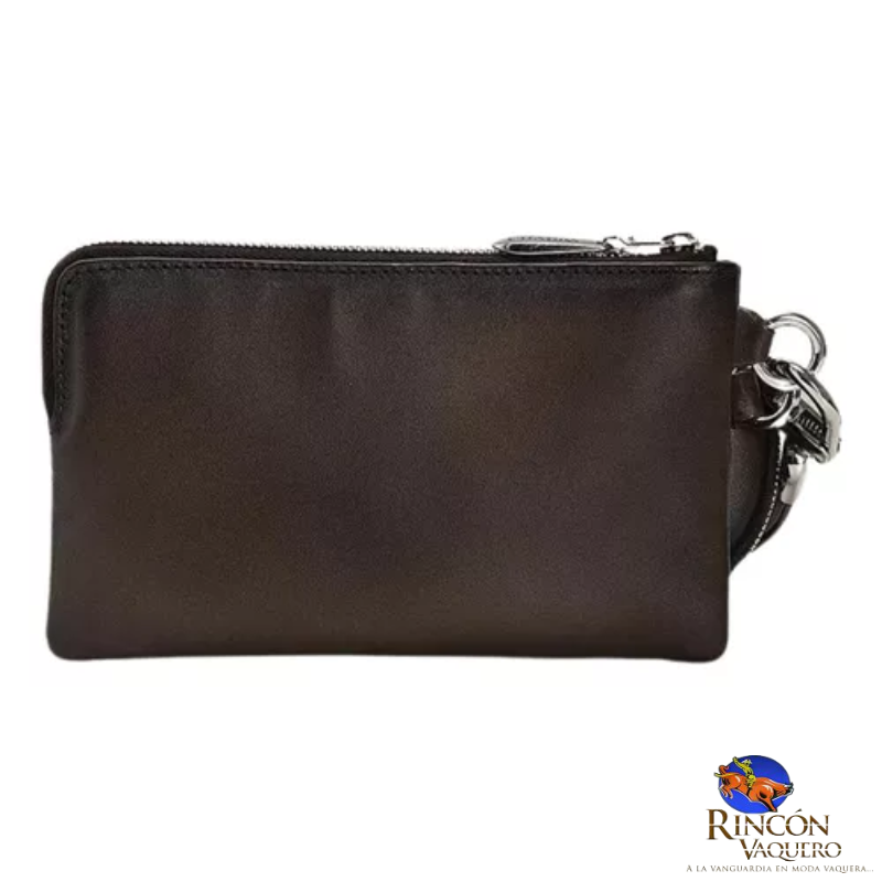 Cartera Cuadra en piel genuina de Pitón Belly Miel