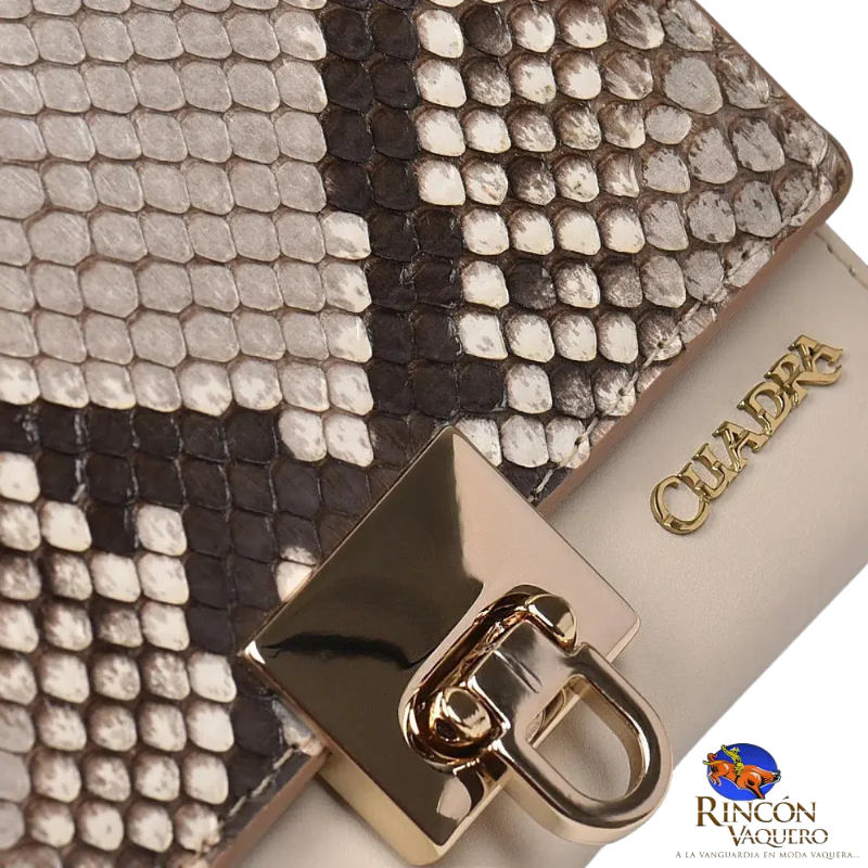 Cartera para dama en piel genuina de pitón color gris