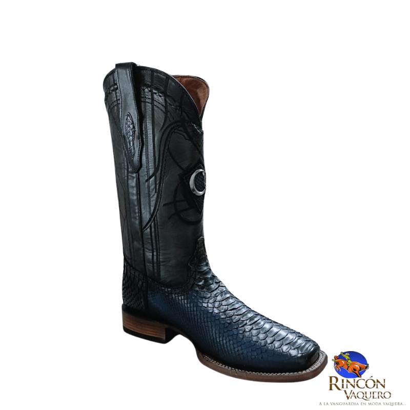 Bota rodeo en piel genuina de pitón para caballero