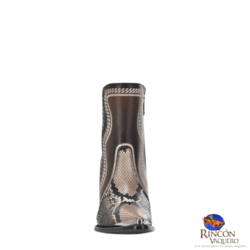 Botín para dama en piel genuina de pitón