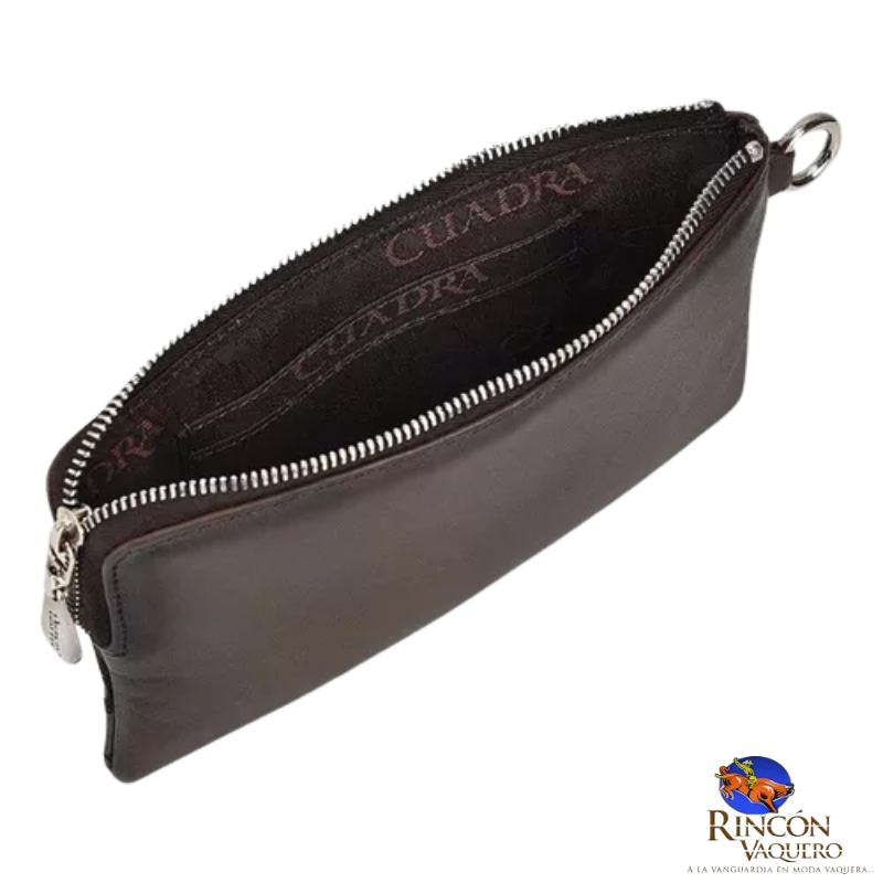 Cartera Cuadra en piel genuina de Pitón Belly Miel