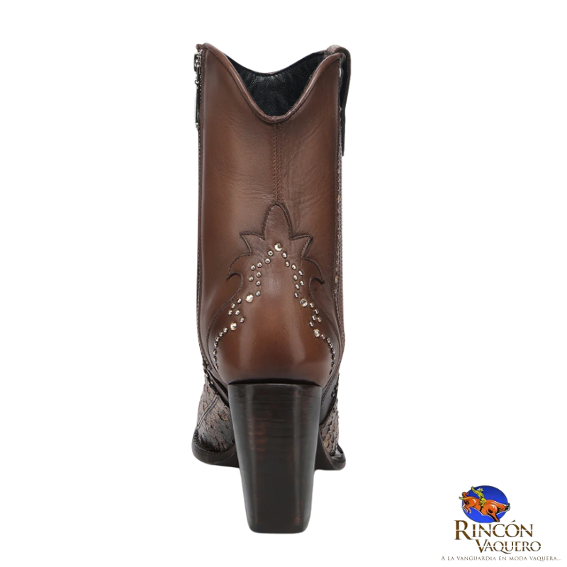 Botín casual en piel genuina de pitón para dama