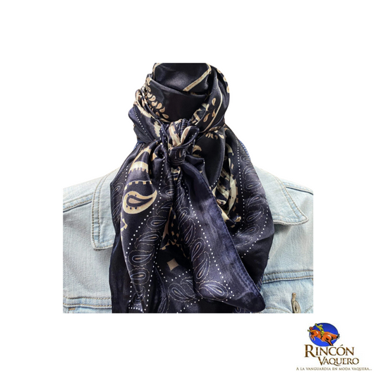 Mascada Rodeo Drive Paisley Azul y Crema para dama