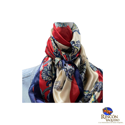 Mascada Rodeo Drive Rojo y Navy Paisley para dama