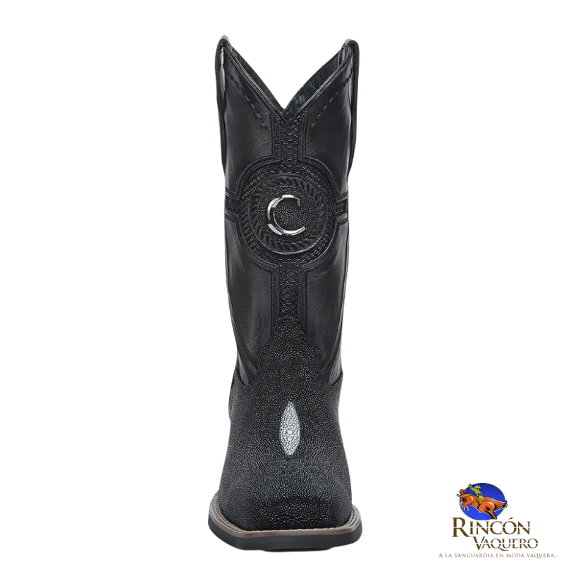 Bota de rodeo en piel genuina de mantarraya para caballero