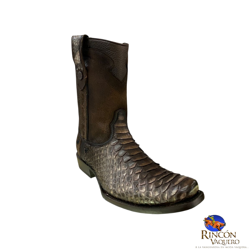 Bota urbana en piel genuina de pitón para caballero