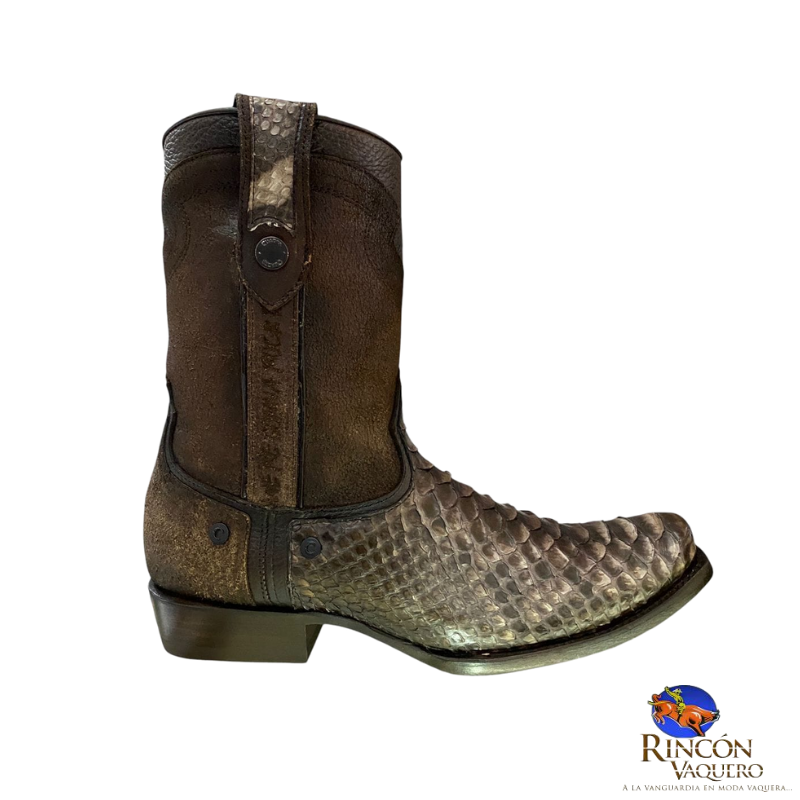 Bota urbana en piel genuina de pitón para caballero