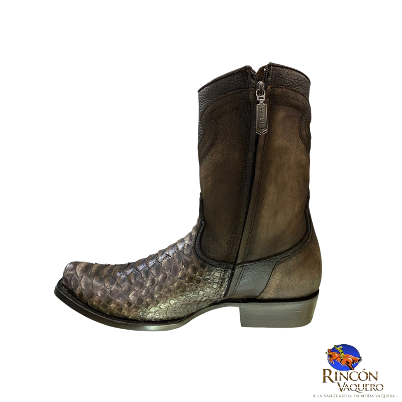 Bota urbana en piel genuina de pitón para caballero